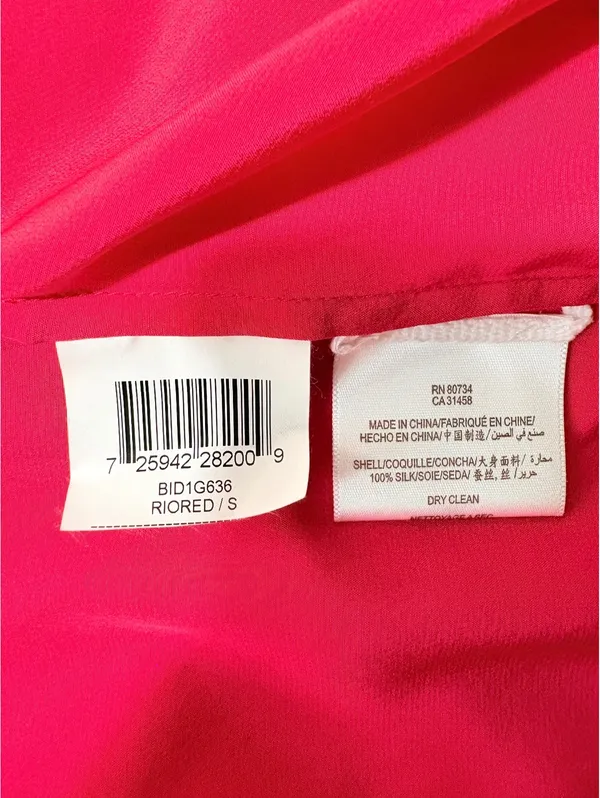 BCBG Max Azria Women's Red Silk Sleeveless Blouse with Cowl Neck - Image 6