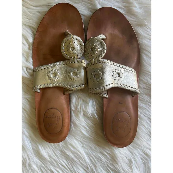 Jack Rogers Metallic Gold Leather Sandals size 7 - Image 3