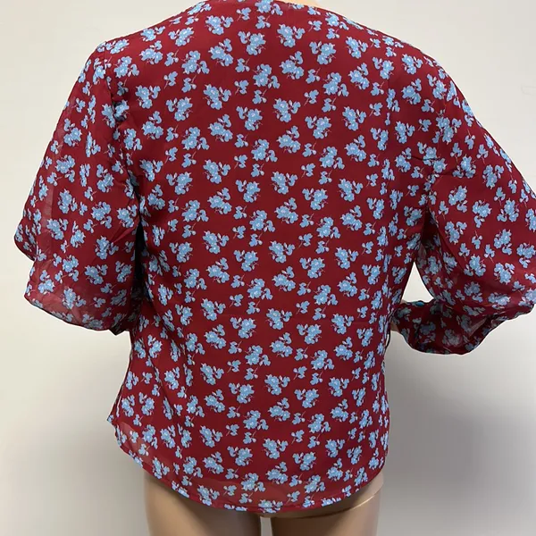 NWOT Lost Ink Puffed Long Sleeve Mock Wrap Blouse with Belt size XS - Image 7