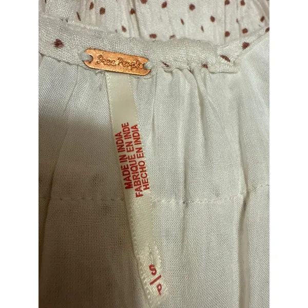 Free People Ruffle Me Up Cream Polka Dot Sleeveless Layered Tunic Tank Top Sz S - Image 3