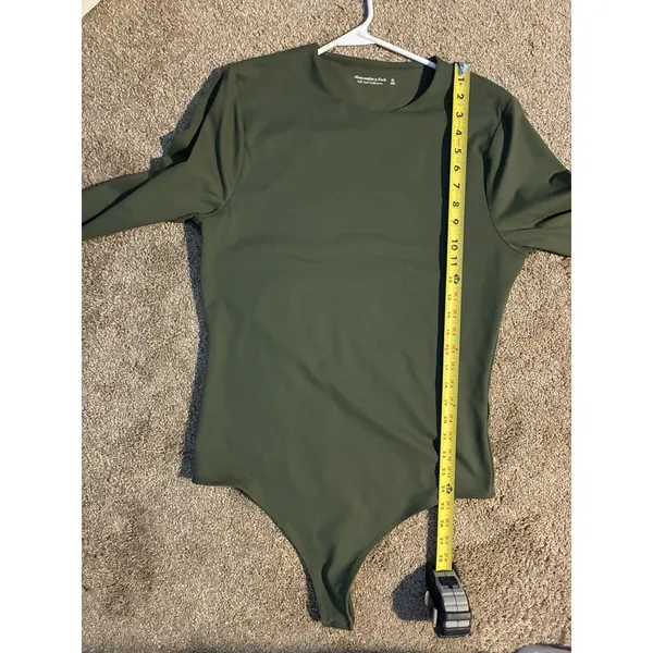 Abercrombie & Fitch Soft A&F Olive Green Long Sleeve Bodysuit Seamless XL - Image 6
