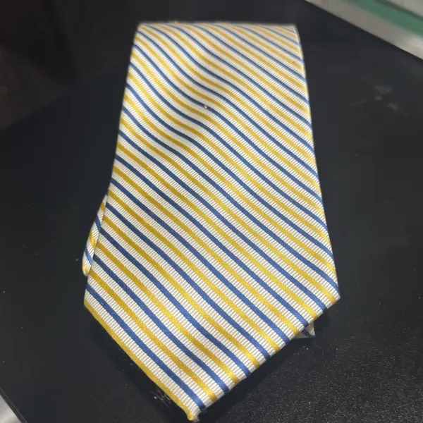 IZOD 100% Silk Blue Yellow White Diagonal Striped Men’s Neck Tie Classic Business - Image 2