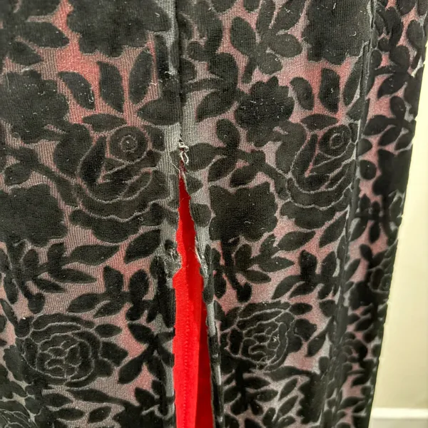 VTG 90s Roberta Black Red‎ Burnout Velvet Rose Maxi Dress Large Vampy Whimsigoth - Image 9