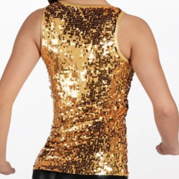 Balera Pink Sequin Tank Top Dance Costume - Image 4