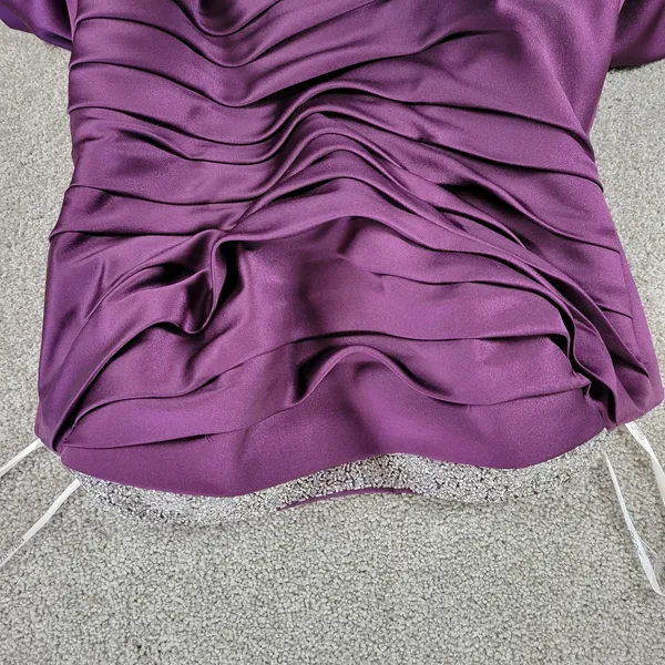 DaVinci Prom Dress Womens 14 Purple Satin Strapless Jeweled Band Formal Cocktail - Image 3