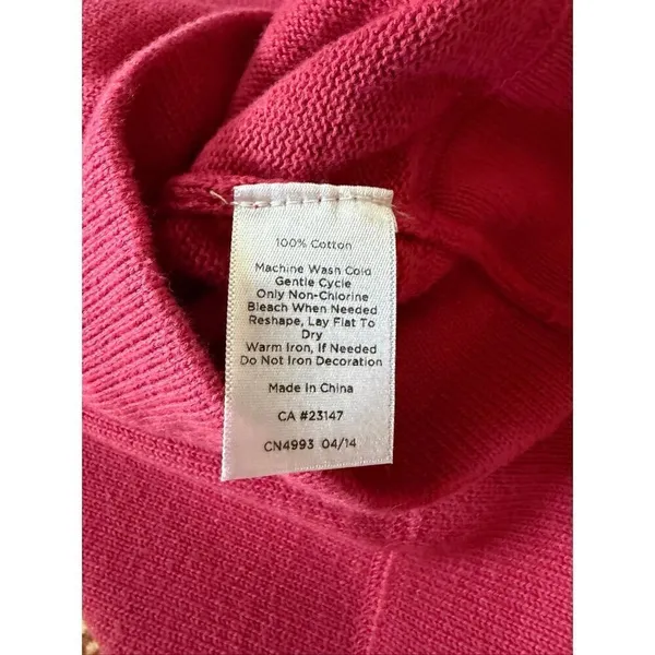 Talbots Women’s Sweater Size M Pink 100% Cotton 3/4 Sleeve Pullover Casual - Image 5