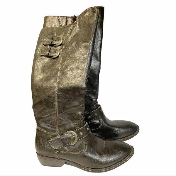 B.O.C‎ Size 6 Brown Pebbled Faux Leather Knee High Riding Boots - Image 4