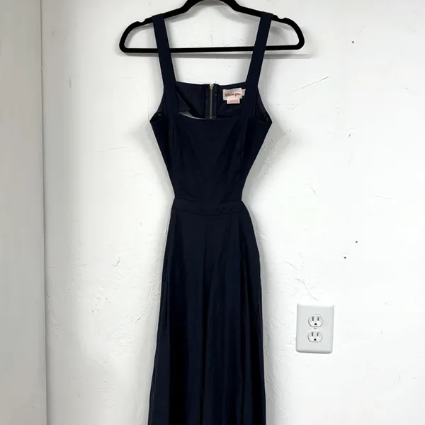 Showpo Navy Blue Wide Leg Cropped Sleeveless Open Back Cropped Jumpsuit 4 - Image 3