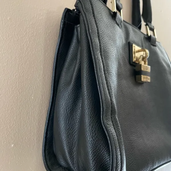 Guess Leather Handbag Black/Coal Top Handle Bag - Image 4