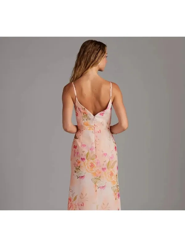 Azazie Deandra Pink Orange Floral Bridesmaid Altered Dress Size A2 NWT - Image 2