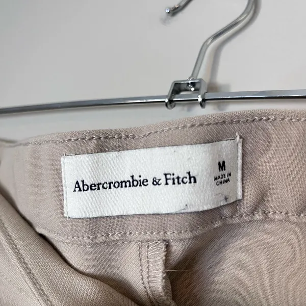 Abercrombie & Fitch Crossover Waist Tailored Relaxed Straight Trouser Pant Beige - Image 6