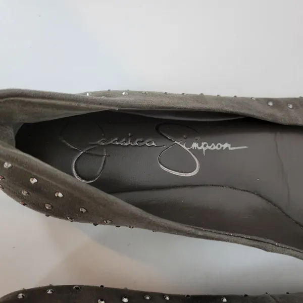 Jessica Simpson Womens Shoes Size 6.5 Gray Suede Studded Slip‎ On Ballet Flats - Image 6