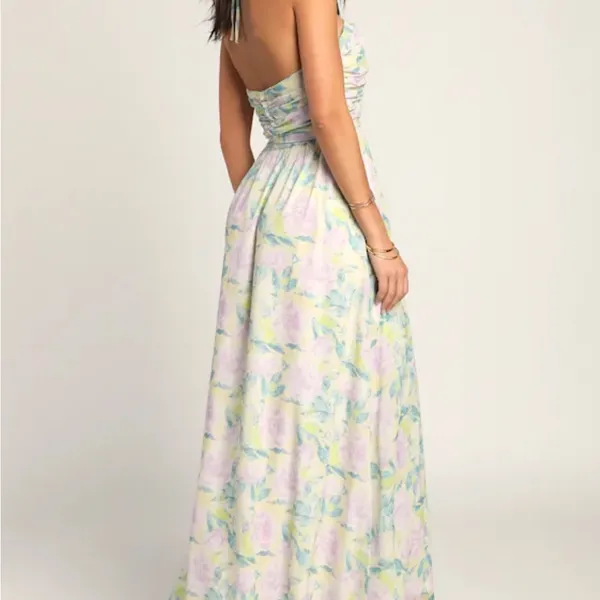 Lulu's Pastel Floral Maxi Dress with Slit - Image 2