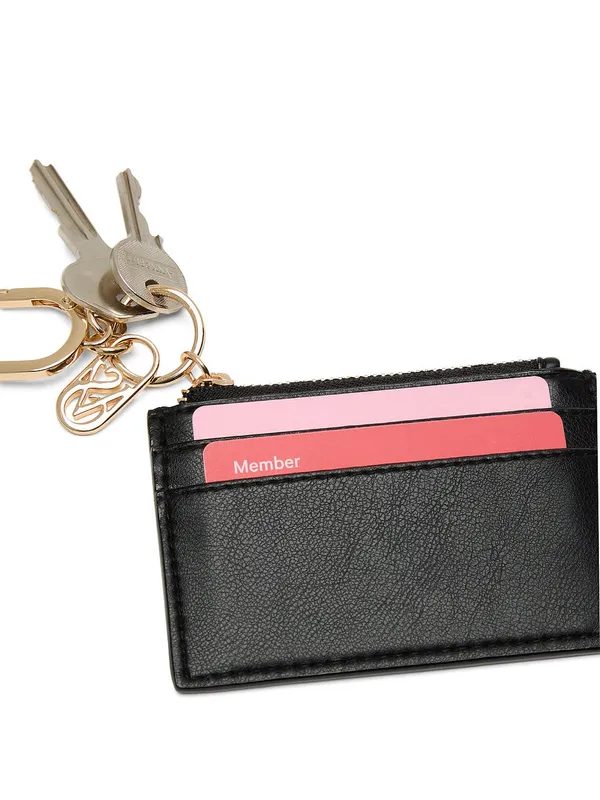 Victoria’s Secret Leather Black Cardholder Keychain with Gold Hardware - Image 2