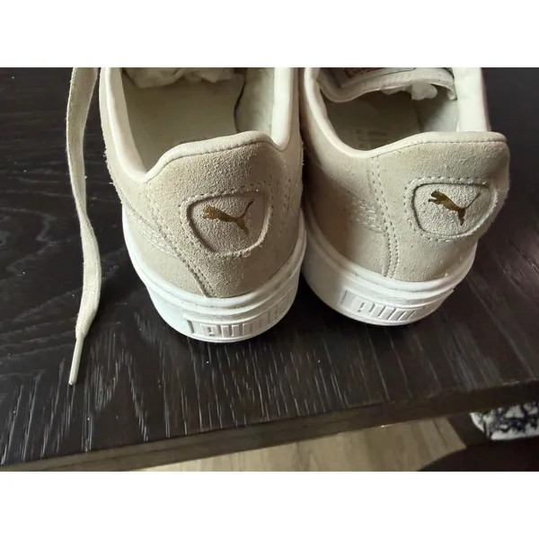 Puma Suede Platform Gold Sneakers Oatmeal Beige Metallic 362222-01 Womens 8 - Image 4