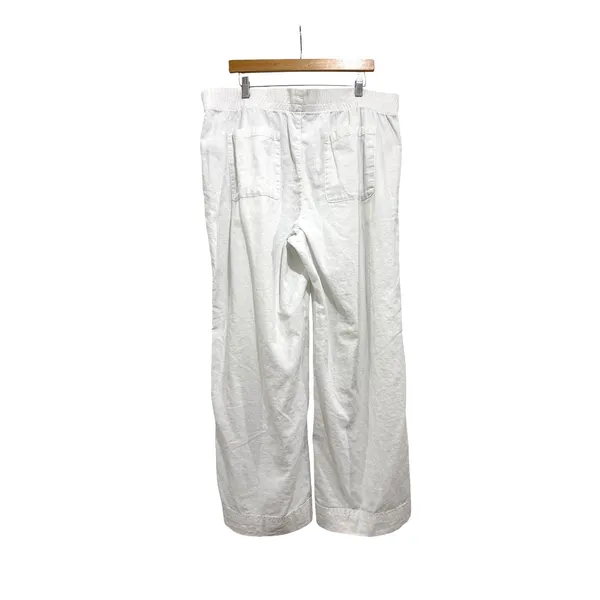 Old Navy White Linen Blend High Rise‎ Wide Leg Pants XL Comfort Waistband - Image 2