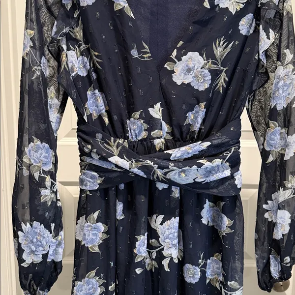 Betsy & Adam Floral Maxi Dress Navy‎ Blue Size 2 NWT Wedding Guest - Image 5