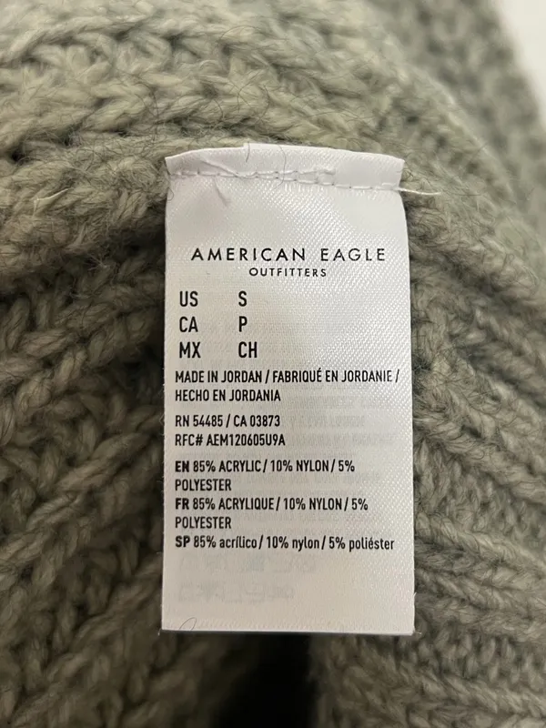 American Eagle Chunky Oversized V-Neck Sweater Size Small Sage Olive Green - Image 5