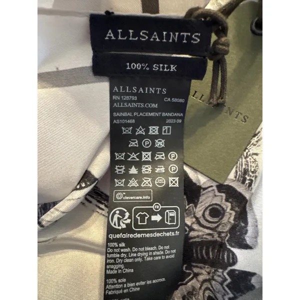 Brand New AllSaints Sanibal Placement Bandana 100% Silk Chalk White - Image 7