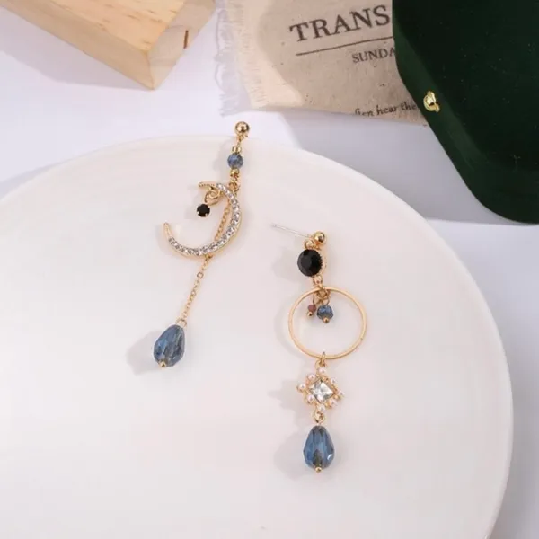 Crystal Moon Tassel Dangle Drop Earrings for Women - Image 3