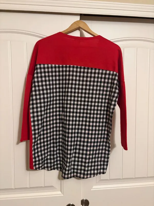 Nebraska Huskers Sweatshirt Women XS/S Gameday Couture Red Black and White Check - Image 3