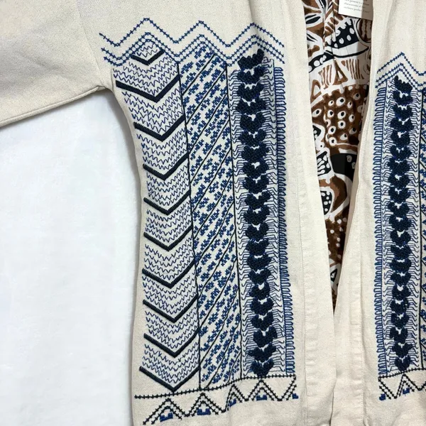 NWT Soft‎ Surroundings S Embroidered Linen Minali Jacket Cardigan Boho Lagenlook - Image 2