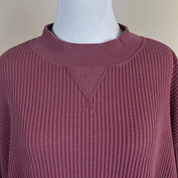 Gap Oversized Waffle Knit Mock Neck Top T-Shirt Womens Large Berry Slouchy Boxy‎ - Image 3