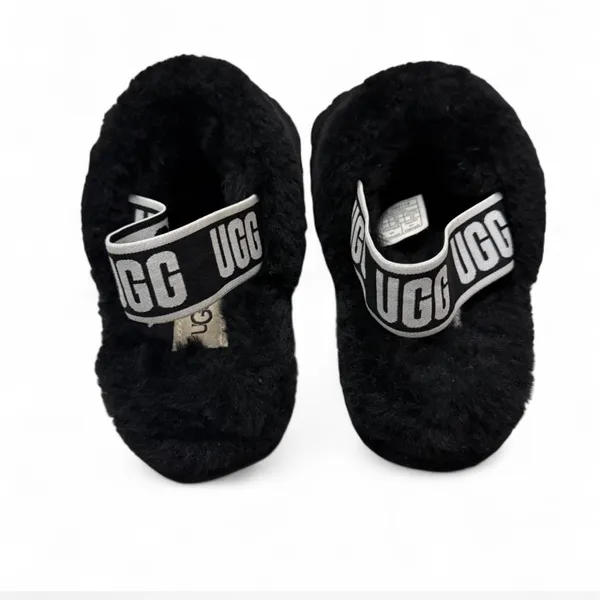 UGG Black Fluffy Sandals - Image 3