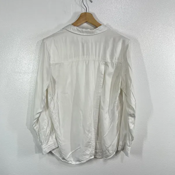 Pilcro the Letterpress Anthropologie White Viscose Split‎ Back Button Down Shirt - Image 2