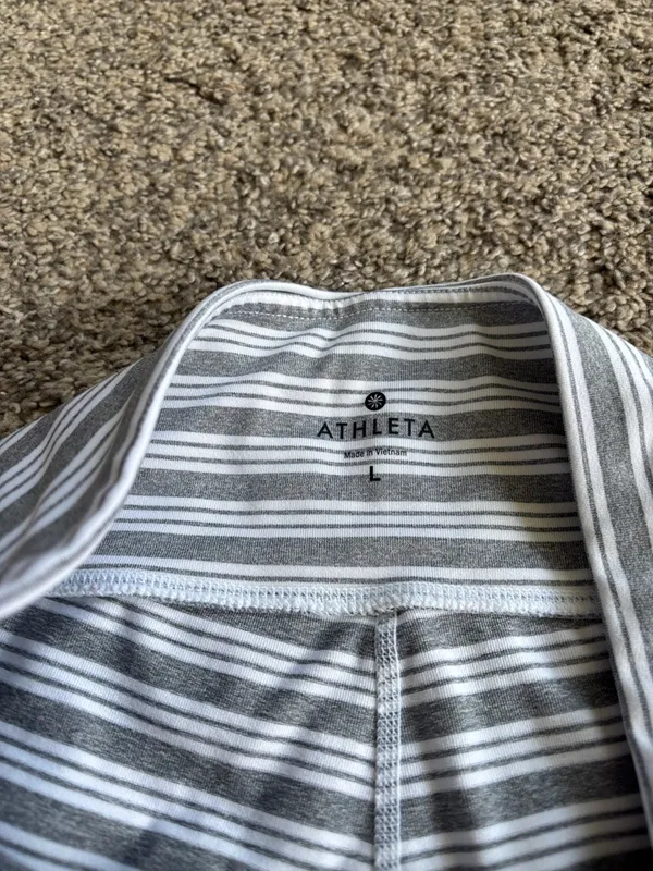Athleta White and Gray Striped Leggings size large - Image 3