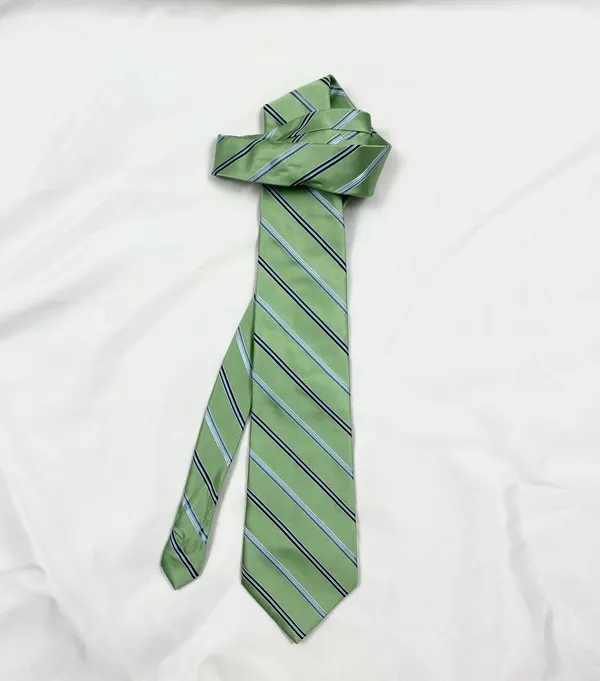 Merona Men's Green/Blue Striped Neck Tie Excellent Used Condition - Image 3