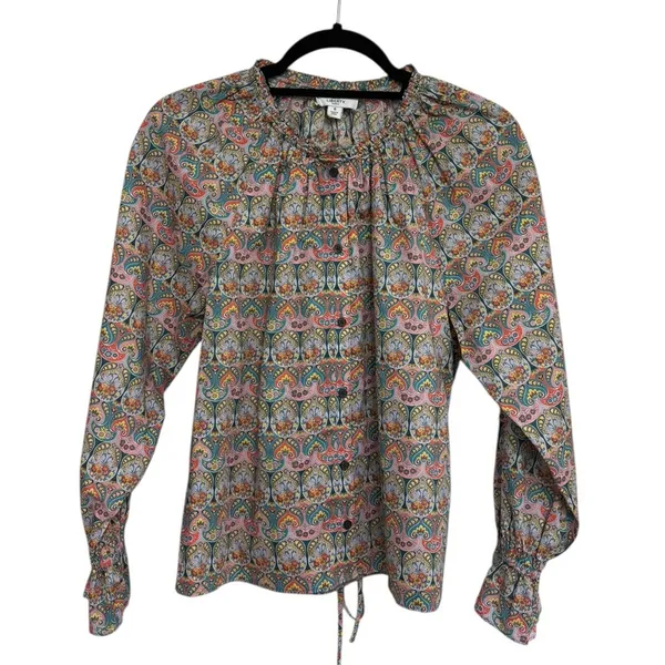 J. Crew Tie-Waist Organic Cotton Top in Liberty Giorgia Duke Fabric - Size S - Image 4
