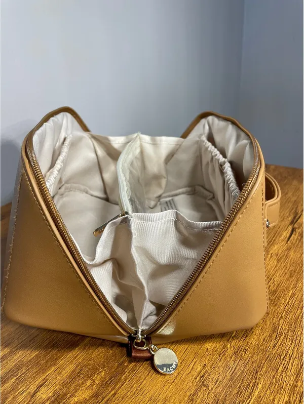 EACHY New CamelColor FlatLay Makeup Bag Travel Festival Camp - Image 2