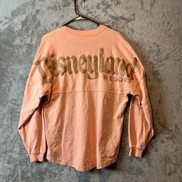 Disneyland‎ Resort Spirit Jersey Shirt Adult XS Peach Coral Gold Glitter Disney - Image 3