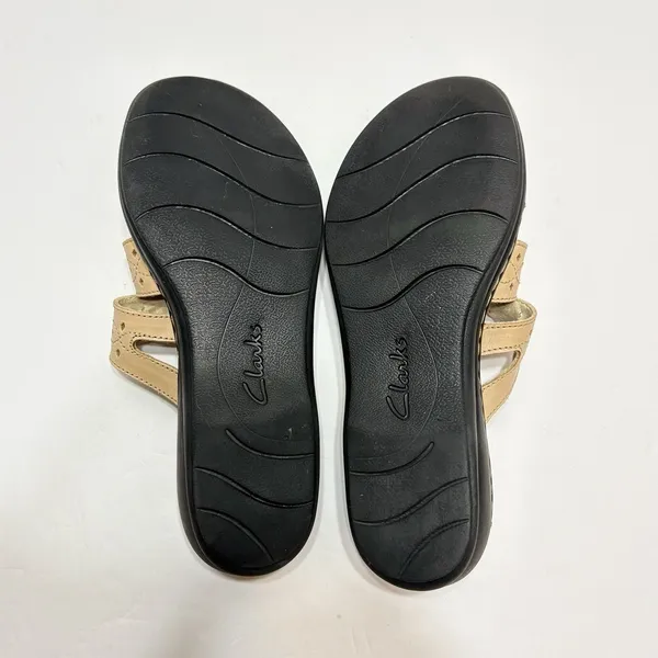 Clarks Leisa Cacti Q Women's Size 8N Sandals Leather Beige Slide - Image 12