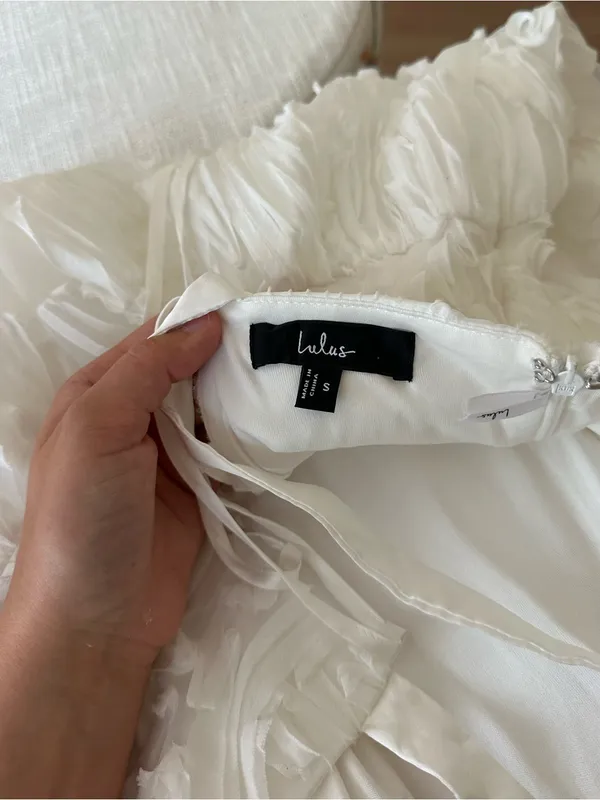 LULU’S Perkins White Textured Lace-Up Corset Midi Dress - Image 8