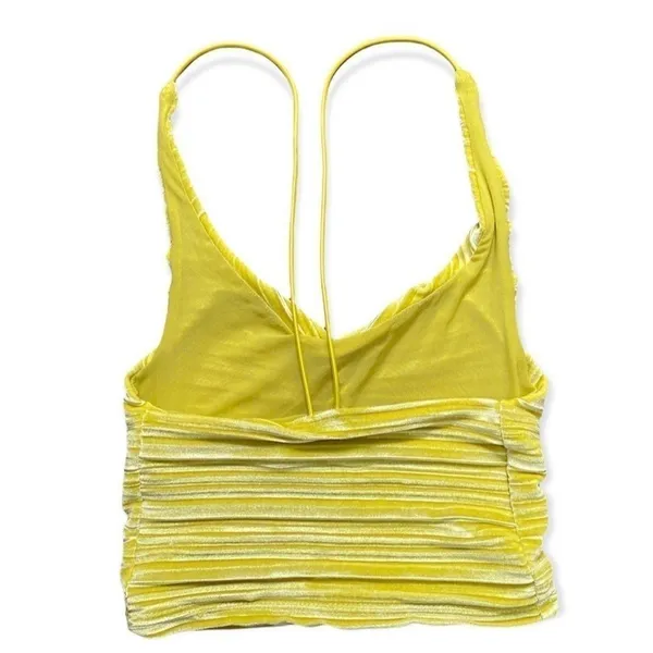 NWT Urban Outfitters Bella Crushed Velvet Cami Yellow Green Size S Petite - Image 5