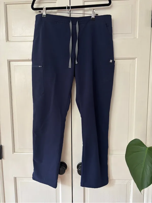 Figs‎ Yola Scrub Pants Elastic Waist Navy Blue High Waist Straight Size Large - Image 2