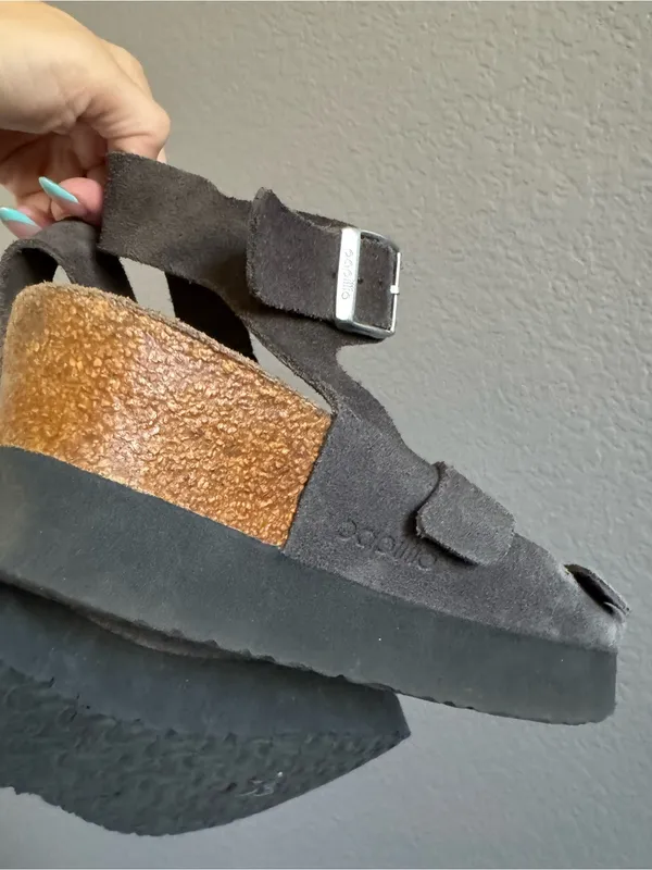 Birkenstock Papillio Linea Gladiator Sandals Wedge Strap Sz 7 Gray - Image 5