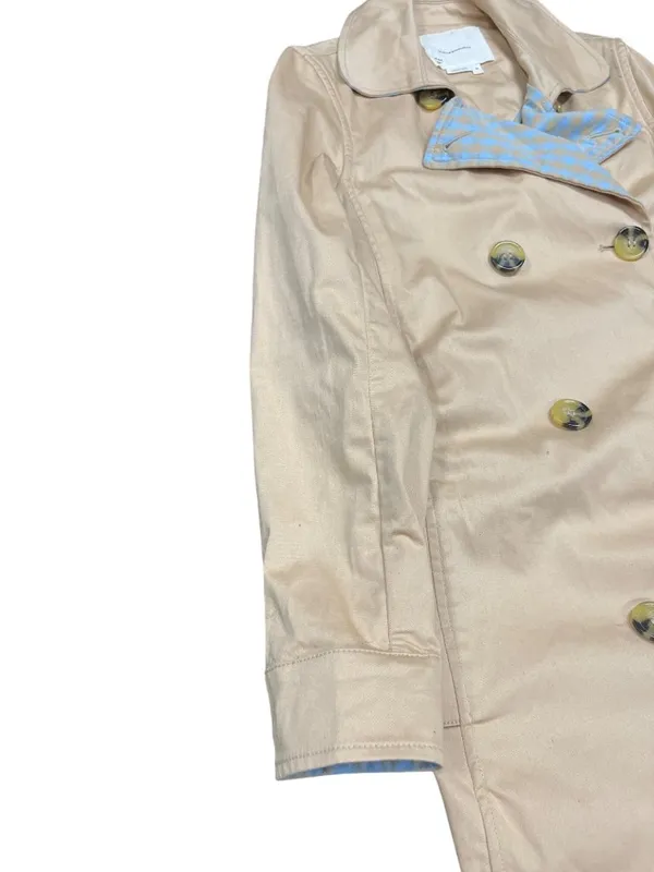 Anthropologie wms beige blue fall winter trench coat/jacket sz XS SKU 10-700 - Image 3