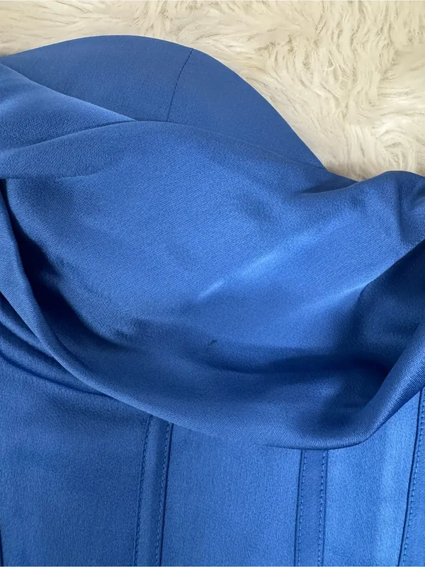 ASTR the Label Cannes Blue Satin Corset Maxi Dress Medium Wedding Guest Bustier - Image 12