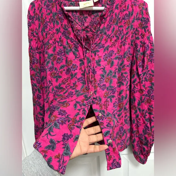 Anthropologie Floral Pink Women's Top - Image 7