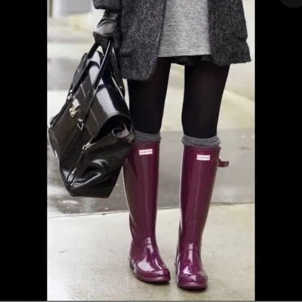 Hunter Original Tall Rain Boots (Dark Purple, Size 10) - Image 10