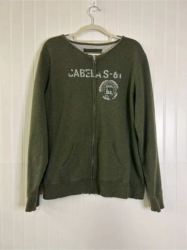 Vintage Y2K Jansport Cabela's 61 Zip Up Hoodie Size Medium - Image 2