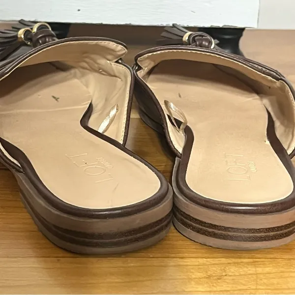 Loft Elegant Brown Faux‎ Leather Tassel Detail Loafers Women’s Size 8M - Image 5