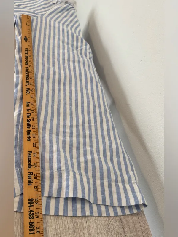J Crew Wide Leg Cropped Linen Pant Pull On Striped Coastal Relaxed NWT XL T - Image 6