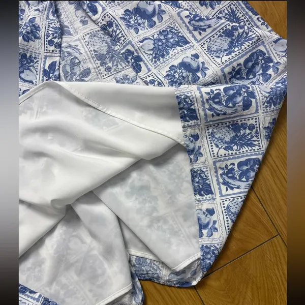 Abercrombie & Fitch Blue and White Maxi Dress Blue and White Floral Patterned M - Image 6