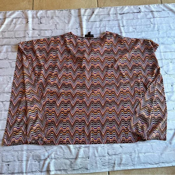 Dana Buchman Geometric Cowl Sleeve Tunic Top Blouse Retro Disco XL Print Gold - Image 12