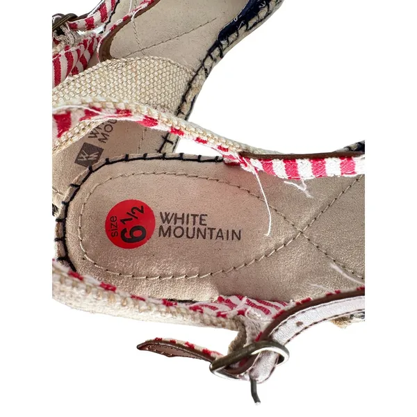 White‎ Mountain Espadrille Flat Sandals Womens 6.5 Blue Nautical Anchor Stripe - Image 6