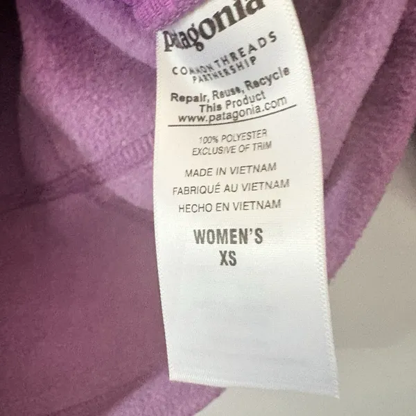 Patagonia Fleece Womens Purple Tech‎ Jacket Full Zip Outdoors Activewear XS - Image 10